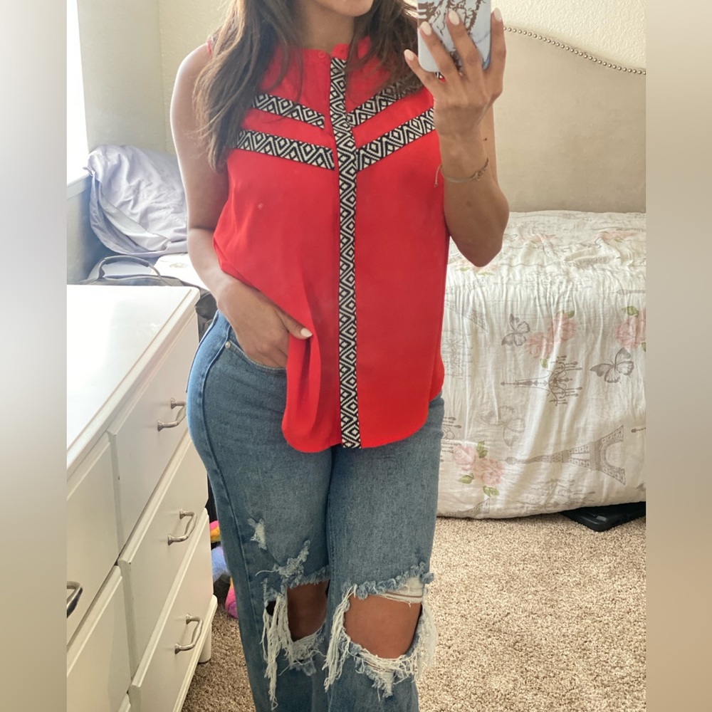 Beautiful red chiffon top!